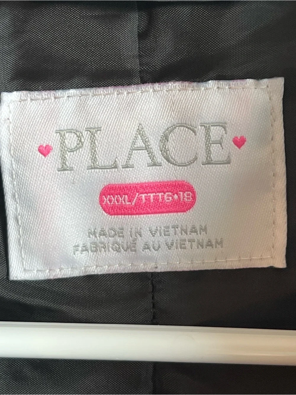 The Childrens Place Kids Black Quilted Puffer Jacket Coat Size XXXL 3XL Winter